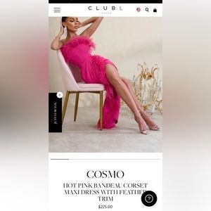 Club London Hot Pink strapless feather dress